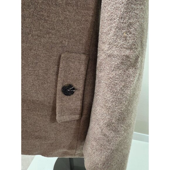 Womens Medium Brown Wool-Blend Coat With Decorative Buttons & Two Side Pockets - Picture 5 of 13